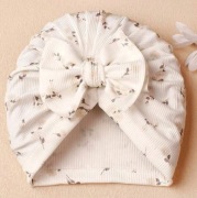 Turban CZAPKA dla  dziewczynki na wiosnę KOKARDA boho 6/12 mcy