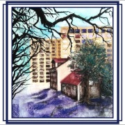 Obraz urbanistyczny pastel, 50x70cm 