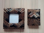 Ramka + notes brązowo złote cekiny