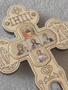 KRZYŻ z drewna Piękna Ikona prawosławna pamiątka z JEROZOLIMY. XXIw