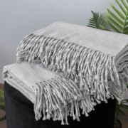 Koc SIENNA bawełna 170x130 odcień szarości srebr