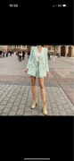 Set komplet spódnica + marynarka taliowana zielona ZARA S 36 święta chrzest