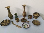 Wazony Spodki Mosiężne Nóż Świecznik Mosiądz Zestaw 11sztuk