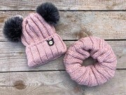 Komplet zimowy dwa pompony 