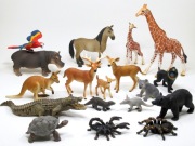 Figurki Schleich, 18 sztuk, krokodyl, kangur, żyrafa, hipopotam, papuga