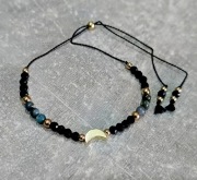 Bransoletka złoty księżyc z hematytu, czarnego turmalinu i masy perłowej