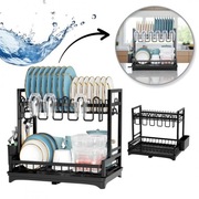 Dwupoziomowa suszarka do naczyń, sztućców, ociekacz z tacką 42x30x38cm