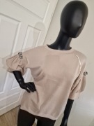 Bluzka swetrowa Sweterek wiosenny L/XL beż beżowy bawełna 