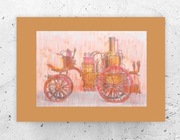 automobil obrazek 21x30, obrazek z automobilem, retro samochód plakat