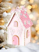 Home&You pastelowy domek pojemnik na pierniki różowy Fairy House Nowy