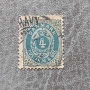 Znaczek Pocztowy = = DANIA = = 1875 rok -- 4 ore
