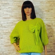 Zielony sweterek z dekoracyjną kokardą!!!