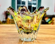 Efektowana szklana patera dekoracyjna Huta Egermann czeskie szkło