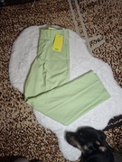 Stylowe Spodnie JJXX - Seledynowe Cygaretki z Wysokim Stanem