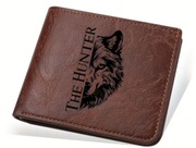 NOWY Skórzany portfel myśliwski WILK Canis Lupus. Prezent dla Leśnika. 