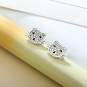 SREBRNE KOLCZYKI Z CZARNYMI CYRKONIAMI - KOT