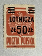 Poczta Polska – znaczek lotniczy z nadrukiem 50 zł – II RP – czysty