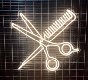 Neon LED do salonu fryzjerskiego nożyczki grzebień FRYZJER szyld salon