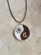 Yin yang naszyjnik z księżycem i słońcem, handmade biżuteria 