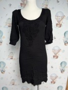 Mała damska elegancka czarna sukienka damska przed kolano r.36