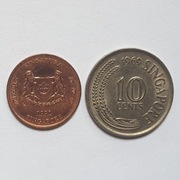 Monety, Singapur 10 i 1 cent