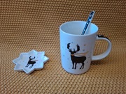 ZESTAW KUBEK ŁYŻECZKA PODSTAWKA RENIFER JAK HOME&YOU ALTOM DESIGN 