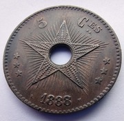 KONGO BELGIJSKIE 5 Cent 1888 ŁADNA