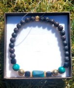 BRANSOLETKA KAMIEŃ MALACHIT LAWA HEMATYT STAL 316L  WYMIAR LUB SZER.18