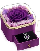 Wieczna róża w szkatułce z biżuterią fioletowa