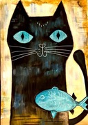 Obraz "Kot z rybą"