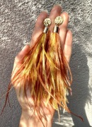 Kolczyki ze strusich piór żółt rudy kolor