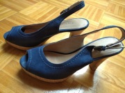 BUTY DAMSKIE SANDAŁY 5TH AVENUE rozm.37 skóra zamsz granatowe słupek