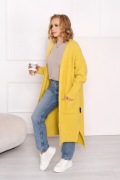 Kardigan damski Basic długi żółty klasyka nowość 