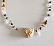 Naszyjnik handmade ceramika kamienie naturalne stal szlachetna prezent