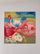 Kura i jajka sadzone-obraz na płótnie