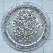 #3854 Szwecja 2 korony 1950  srebro UNC 