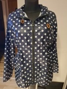 Płaszcz parka przeciwdeszczowa z kapturem w kropki M