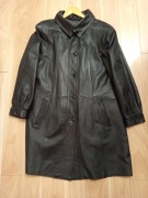 Czarny Skórzany płaszcz damski z odpinaną podpinką Rozmiar 42 