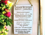 Tabliczka.Zasady Babci i Dziadka.Do domu.Imię.Dzień babci i dziadka.Prezent