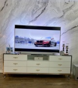 Komoda lustrzana, biała, złote uchwyty, Ludwik!