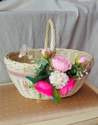 Koszyk wielkanocny zdobiony biały z polskiej wikliny od producenta