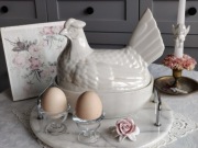 Wielka ceramiczna kura, puzdro, pojemnik 