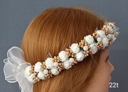 Biało złoty wianek, wianuszek komunijny ,ślub, Boże Ciało 