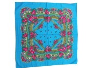 Chusta folkowa 80cm turkusowa ludowa wzór kwiatowy boho