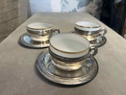 Limoges Filiżanki porcelana srebro 3 sztuki 