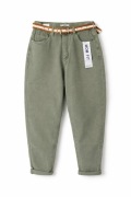 Jeansy damskie MOM FIT khaki zielone wysoki stan 3XL + pasek modne