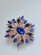 Broszka kwiat vintage retro kolorowe cyrkonie 