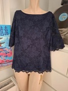 46 XXXL BPC Selection elegancka granatowa koronkowa bluzka zimowa vintage