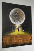 Obraz akrylowy na płótnie 80x60 cm "Złap księżyc" – ręcznie malowany