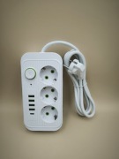 Listwa Zasilająca Przedłużacz Sieć 2m 3 Gniazda 5 x USB Ładowarka Włącznik 